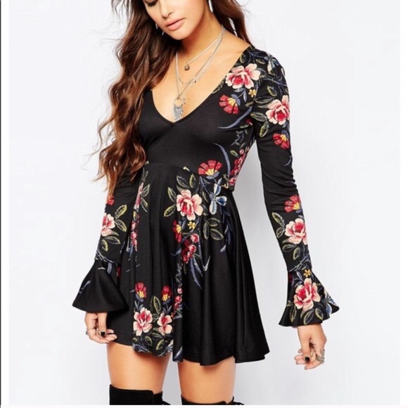 Free People Dresses & Skirts - • Free People • Date Night Mini Dress Bell Sleeves